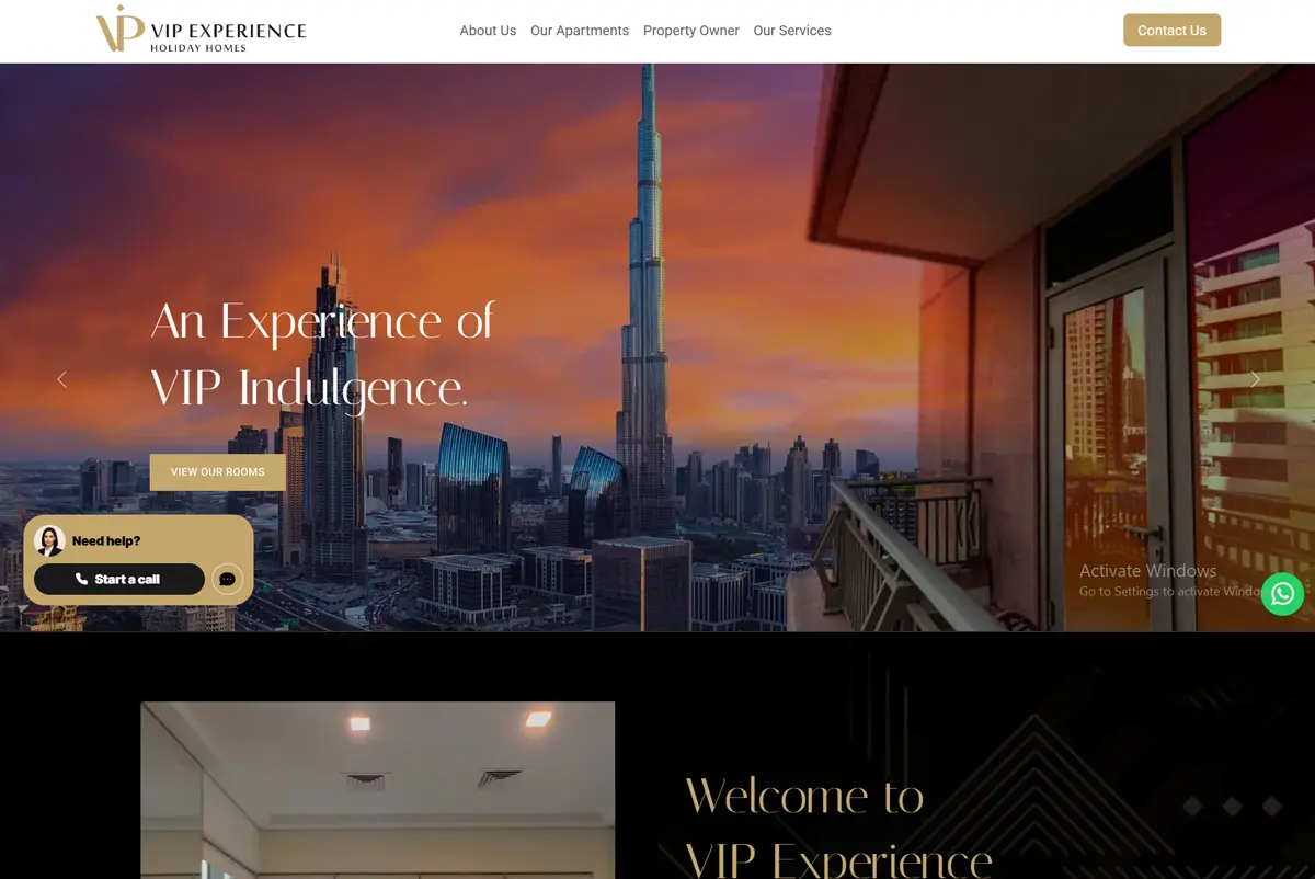 Hospitality website design for a modern brand
